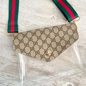 Clear Crossbody Bag - Stadium Approved- Includes Red + Green Strap + Gold Chain